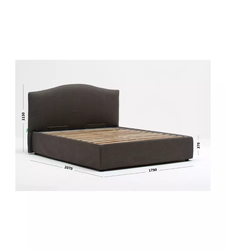 LETTO MATRIMONIALE CONTENITORE "HILL" GRIGIO 160X190 CM